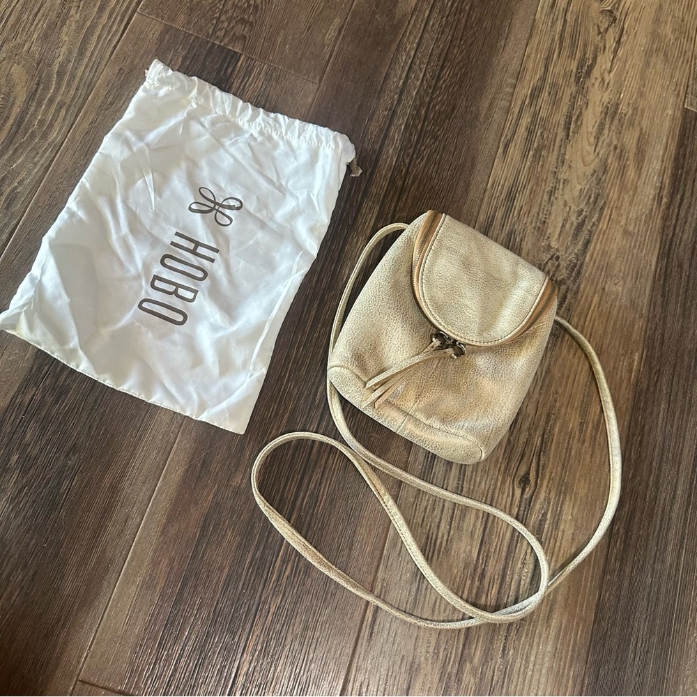 HOBO cream metallic small crossbody purse
